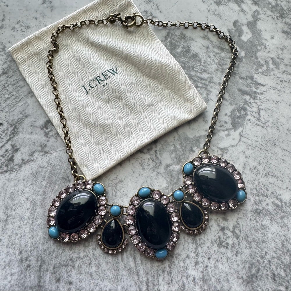 J. Crew Black and Blue Statement Necklace